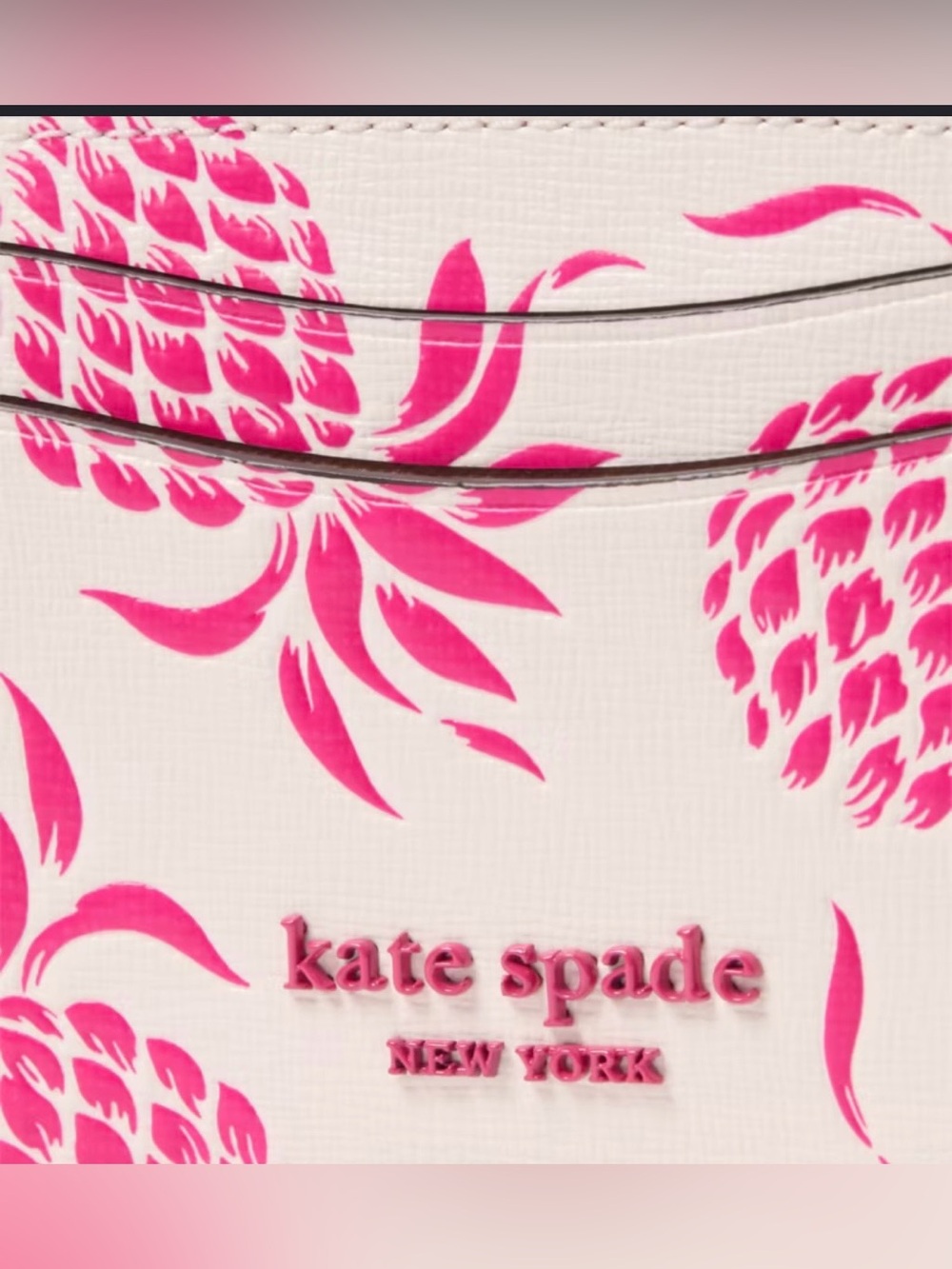 Kate Spade Morgan Pineapple Embossed Card Holder - Picture 3 of 4